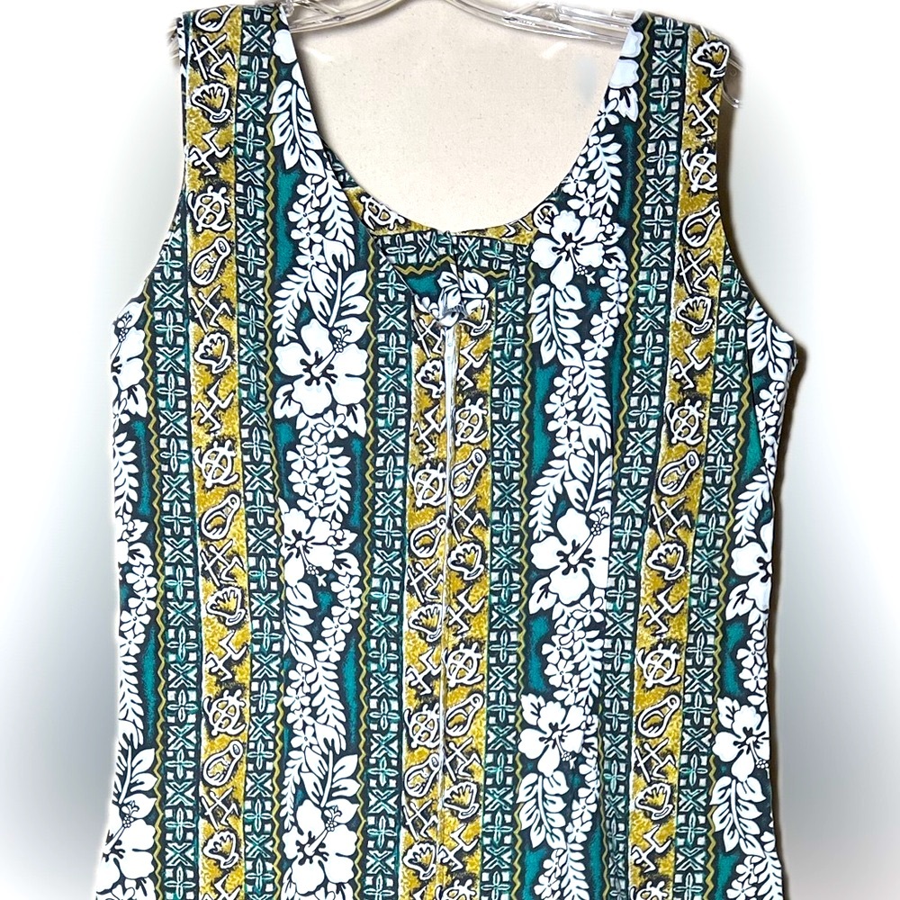 90s vintage Hawaii teal & sand mu’umu’u
